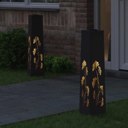 Lumière de chemin LED solaire 2 pcs Noir Acier laminé à froid 537792537792