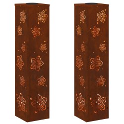 Lumière de chemin LED solaire 2 pcs Rouillé Acier patiné 537794537794