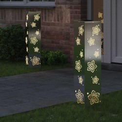 Lumière de chemin LED solaire 2 pcs Argenté Acier inoxydable 537795537795