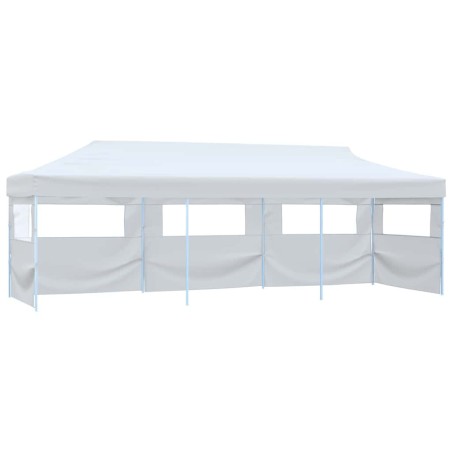 Tente de réception escamotable pliable avec 5 parois 3x9m Blanc 537796537796
