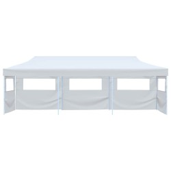 Tente de réception escamotable pliable avec 5 parois 3x9m Blanc 537796537796