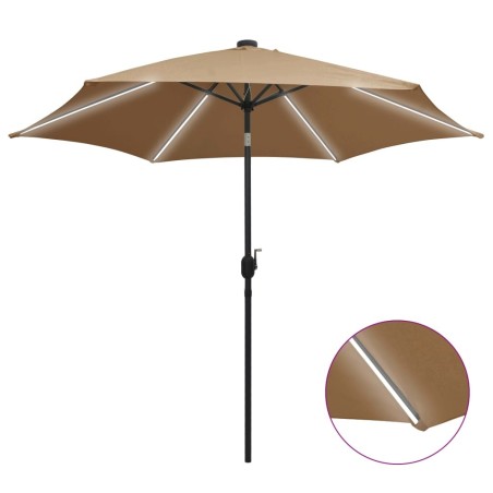 Parasol de jardin avec lumières LED et mât en aluminium taupe 537803537803