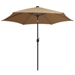 Parasol de jardin avec lumières LED et mât en aluminium taupe 537803537803