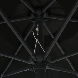 Parasol de jardin et mât en aluminium 270x246 cm Noir 537811537811