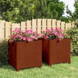 Jardinières avec pieds 2 pcs Rouillé 40x40x40 cm Acier corten 537827537827
