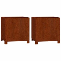 Jardinières avec pieds 2 pcs Rouillé 40x40x40 cm Acier corten 537827537827