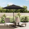 Parasol d'extérieur avec lumières LED et mât en acier Noir 537828537828