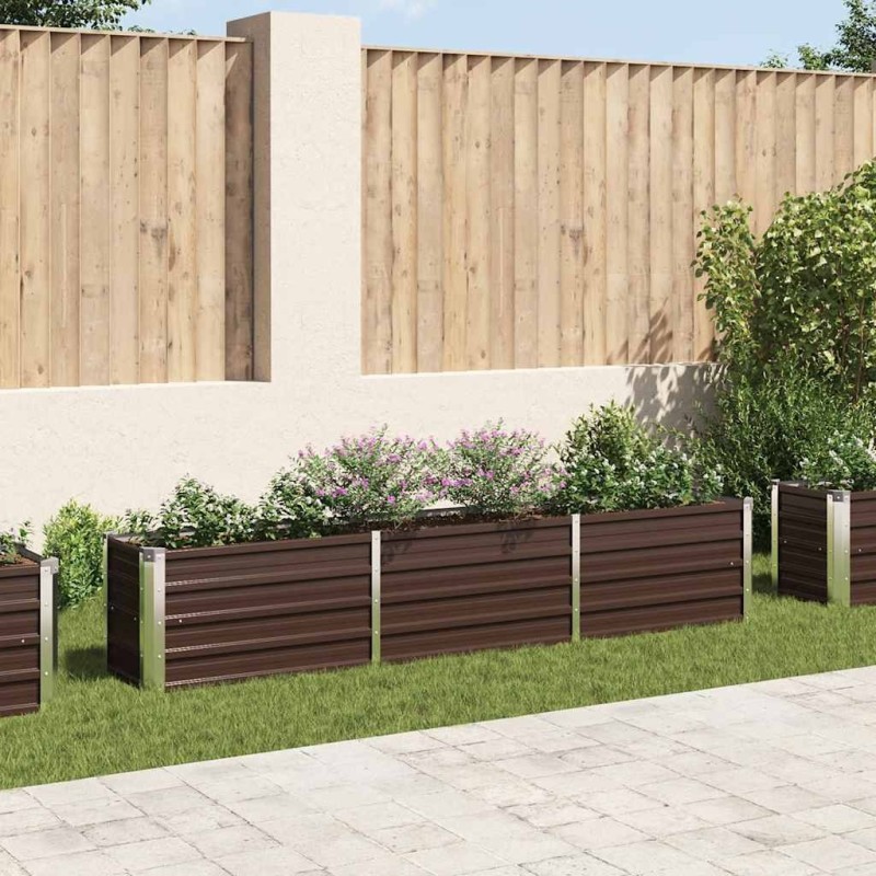 Lit surélevé de jardin Acier galvanisé 240x40x45 cm Marron 537840537840