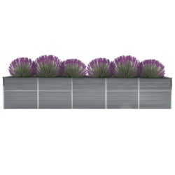 Lit surélevé de jardin Acier galvanisé 400x80x45 cm Gris 537843537843