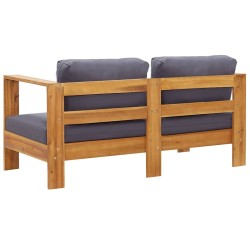 Banc de jardin avec coussins 140 cm Bois d'acacia solide Gris 537852537852