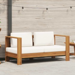 Canapé de jardin avec coussin 140 cm Acacia solide Blanc crème 537854537854