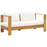 Canapé de jardin avec coussin 140 cm Acacia solide Blanc crème 537854537854
