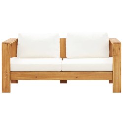 Canapé de jardin avec coussin 140 cm Acacia solide Blanc crème 537854537854