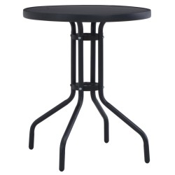 Table de jardin Noir 60 cm Acier et verre 537860537860