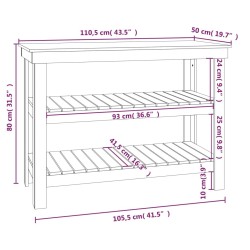 Banc de travail Blanc 110,5x50x80 cm Bois de pin massif 537861537861