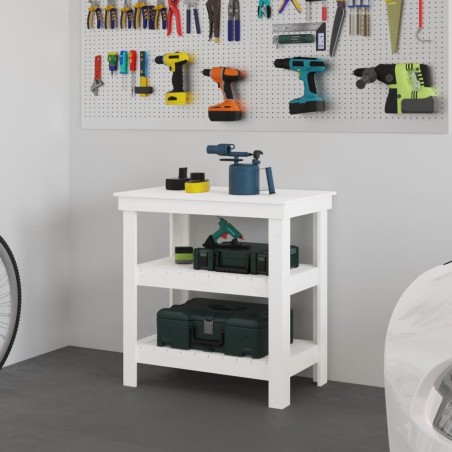 Banc de travail Blanc 78,5x50x80 cm Bois de pin massif 537864537864