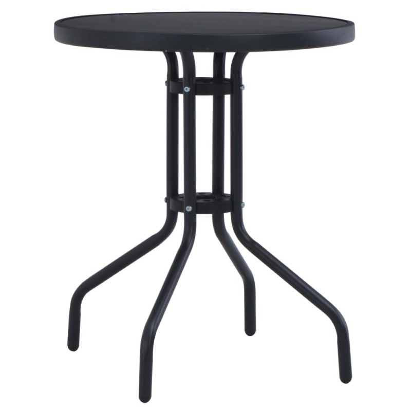 Table de jardin Noir 80 cm Acier et verre 537868537868