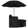 Lit de jardin avec parasol Résine tressée Noir 537879537879