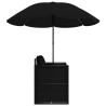 Lit de jardin avec parasol Résine tressée Noir 537879537879