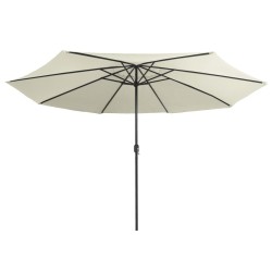 Parasol de jardin avec mât en métal 390 cm blanc sable 537889537889