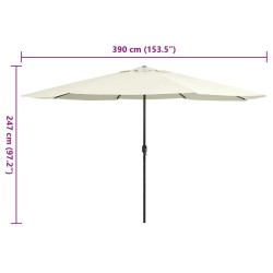 Parasol de jardin avec mât en métal 390 cm blanc sable 537889537889