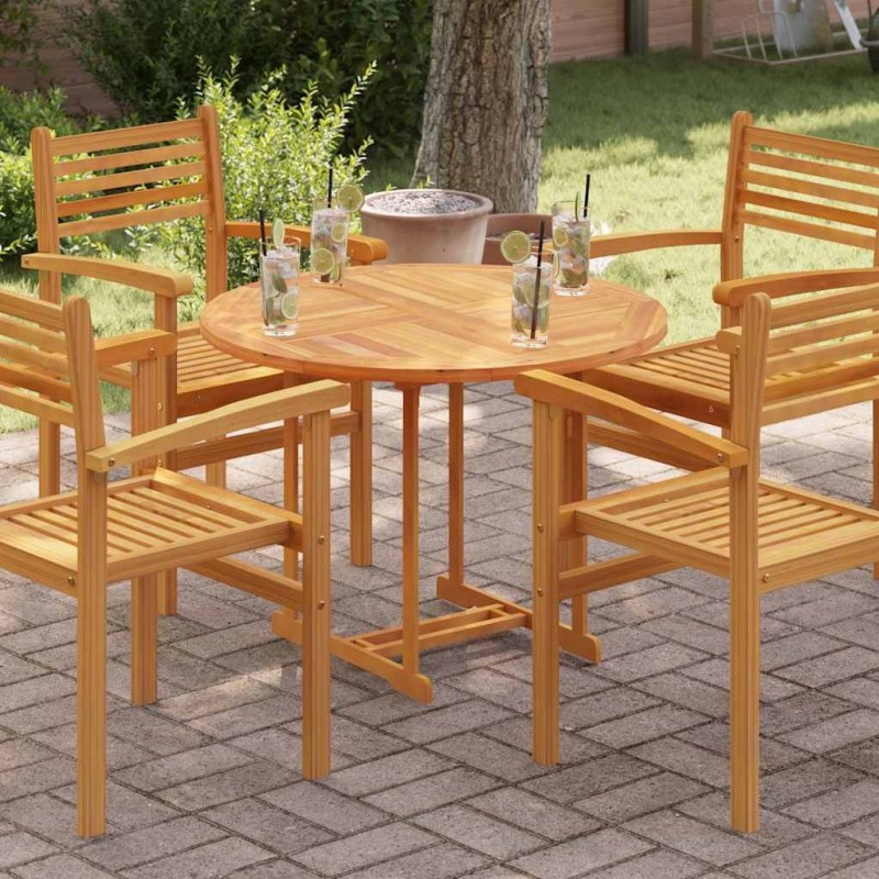 Dessus de table Bois de teck solide Rond 2,5 cm 90 cm 537901537901