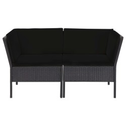 Salon de jardin 6 pcs avec coussins résine tressée noir 537918537918