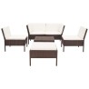 Salon de jardin 6 pcs avec coussins Résine tressée Marron 537920537920