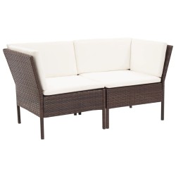 Salon de jardin 6 pcs avec coussins Résine tressée Marron 537920537920