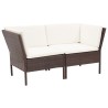 Salon de jardin 6 pcs avec coussins Résine tressée Marron 537920537920