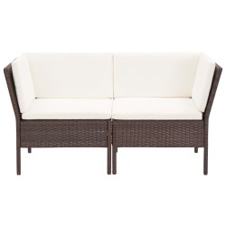 Salon de jardin 6 pcs avec coussins Résine tressée Marron 537920537920