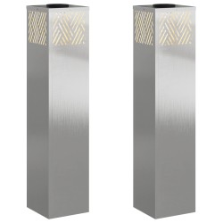 Lumière de chemin LED solaire 2 pcs Argenté Acier inoxydable 537923537923