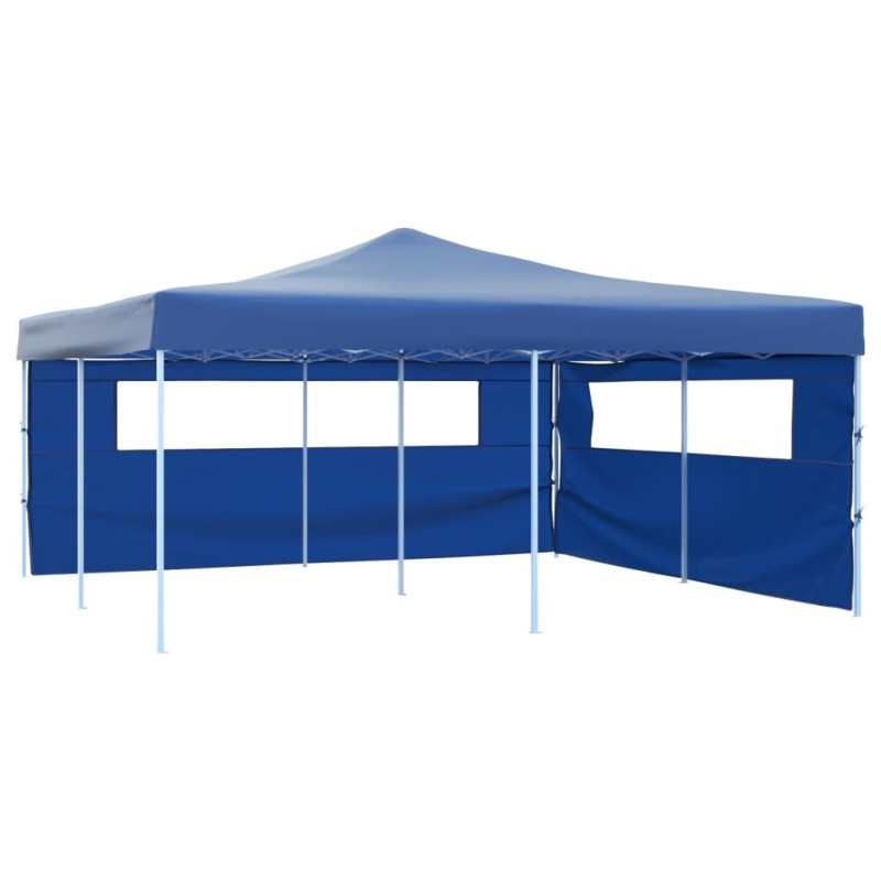 Belvédère pliable avec 2 parois 5x5 m Bleu 537924537924