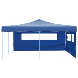 Belvédère pliable avec 2 parois 5x5 m Bleu 537924537924