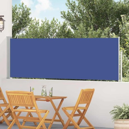 Auvent latéral rétractable de patio 100x500 cm Bleu 537973537973