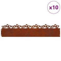 Bordures de pelouse 10 pcs Rouillé 103 x 0,05 x 22 cm 537979537979