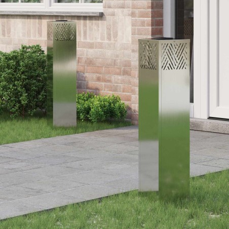 Lumière de chemin LED solaire 2 pcs Argenté Galvanisé 537985537985