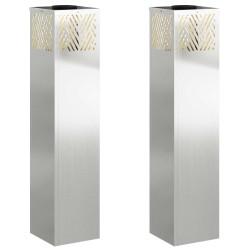 Lumière de chemin LED solaire 2 pcs Argenté Galvanisé 537985537985
