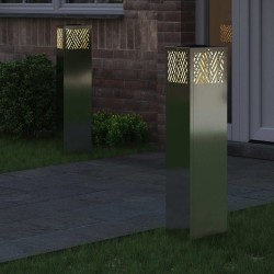Lumière de chemin LED solaire 2 pcs Argenté Galvanisé 537985537985