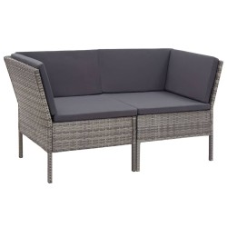 Salon de jardin 6 pcs avec coussins résine tressée gris 537987537987