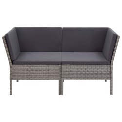 Salon de jardin 6 pcs avec coussins résine tressée gris 537987537987
