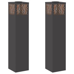 Lumière de chemin LED solaire 2 pcs Noir Acier laminé à froid 537989537989