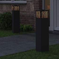 Lumière de chemin LED solaire 2 pcs Noir Acier laminé à froid 537989537989
