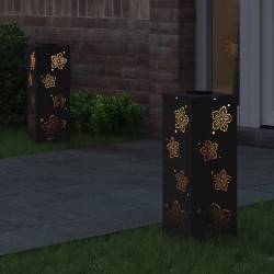 Lumière de chemin LED solaire 2 pcs Noir Acier laminé à froid 537990537990