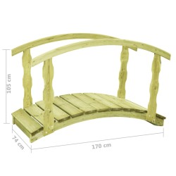 Pont de jardin avec balustrade 170x74x105 cm Pin imprégné 538007538007