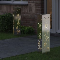 Lumière de chemin LED solaire 2 pcs Argenté Acier inoxydable 538028538028