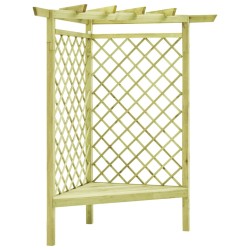 Pergola d'angle avec siège 130x130x197 cm Pin imprégné 538036538036