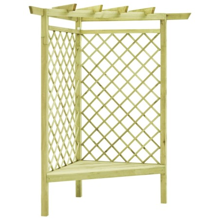 Pergola d'angle avec siège 130x130x197 cm Pin imprégné 538036538036