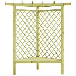 Pergola d'angle avec siège 130x130x197 cm Pin imprégné 538036538036