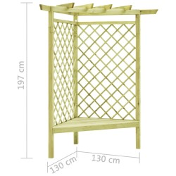 Pergola d'angle avec siège 130x130x197 cm Pin imprégné 538036538036